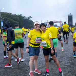 Amigas felices antes de carrera