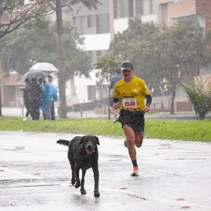 Atleta corriendo con mascota