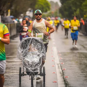 Participante corriendo junto a otros competidores