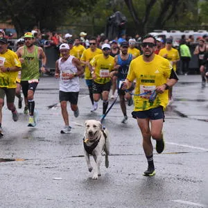 Atleta con correcaminos en la cabeza